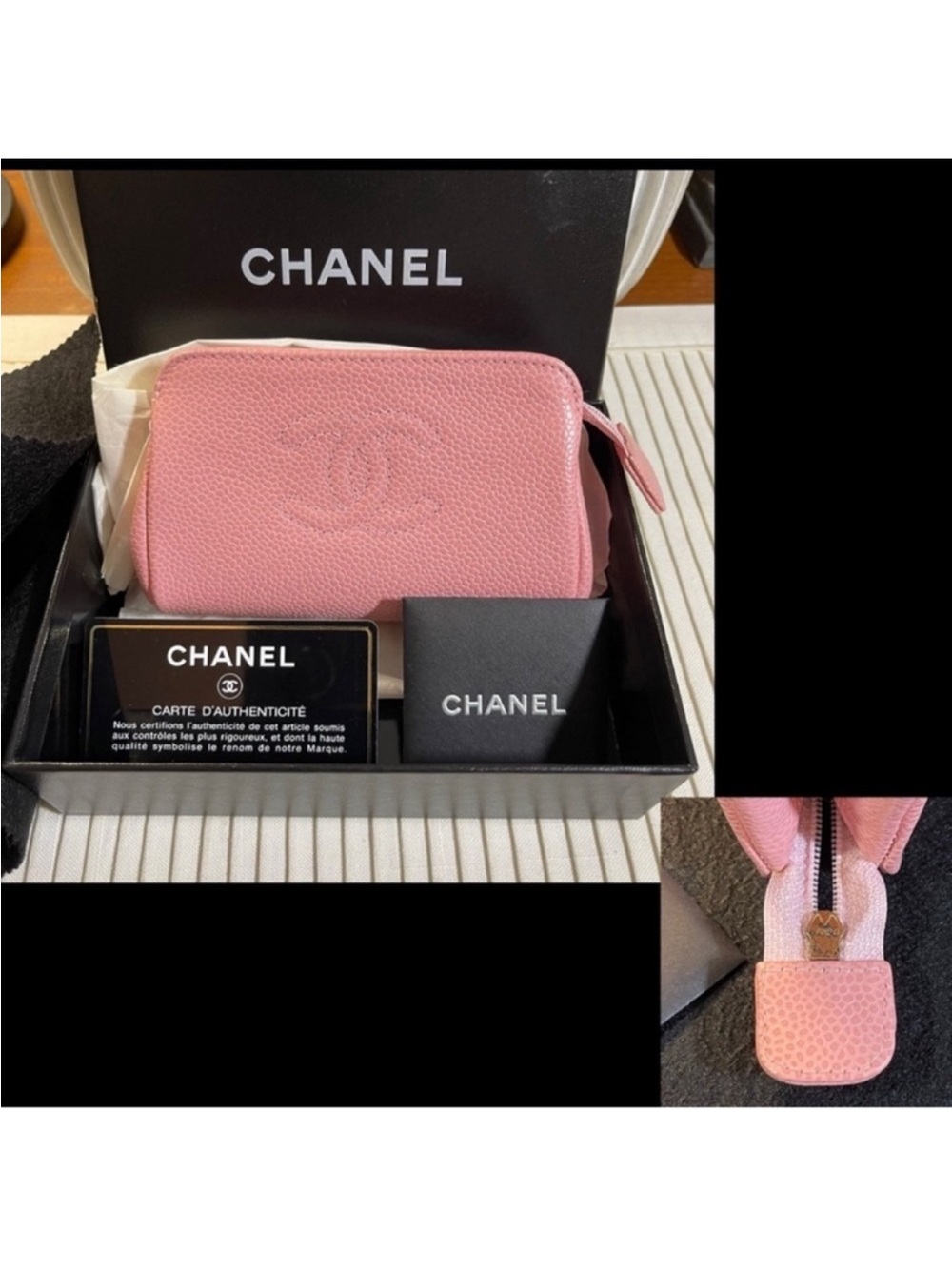 Pouch Chanel Caviar Leather Mini Pink Pouch - Picture 16 of 16